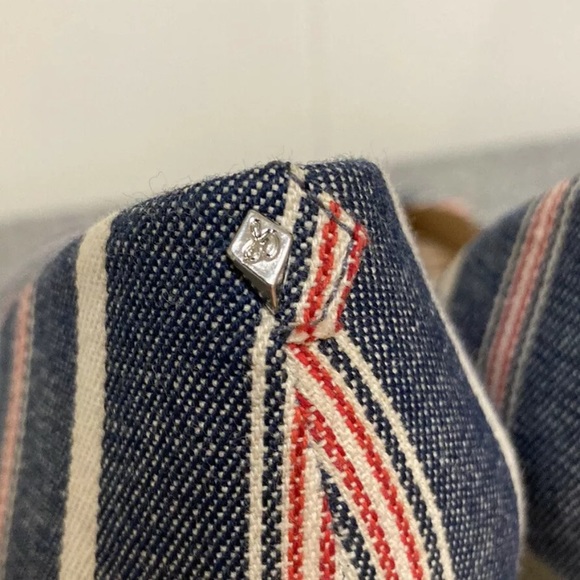 Sam Edelman Teresa Blue Striped Canvas Heels Pumps - Picture 6 of 8